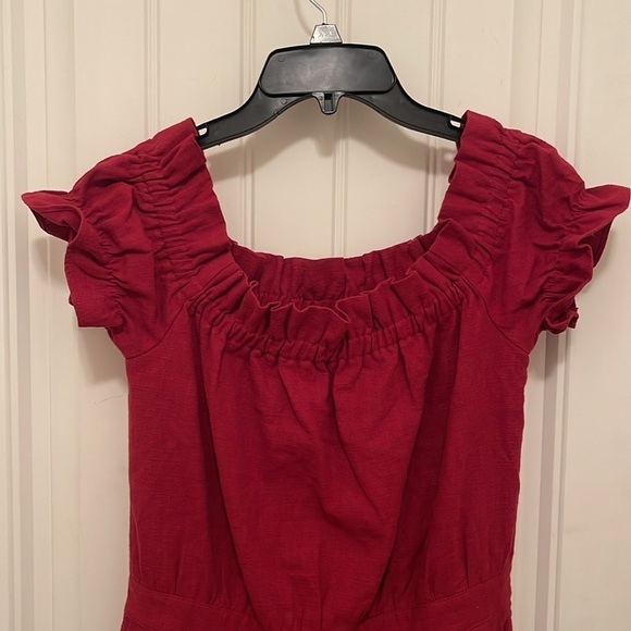 NWT Lost + Wander short sleeve Linen blend one piece Pantsuit women’s sz L Red - Picture 4 of 15